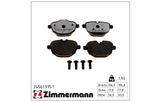 Brake Pad Set, disc brake rd:z 24561.975.1 Zimmermann, Image 2