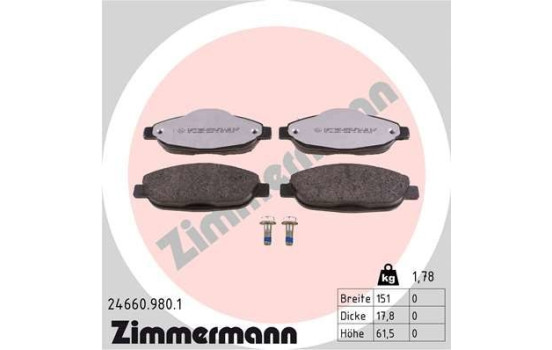 Brake Pad Set, disc brake rd:z 24660.980.1 Zimmermann