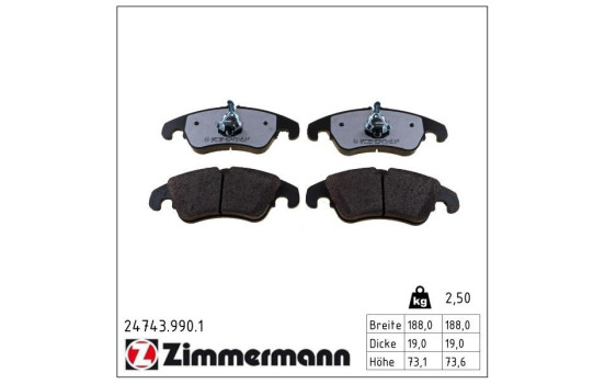 Brake Pad Set, disc brake rd:z 24743.990.1 Zimmermann