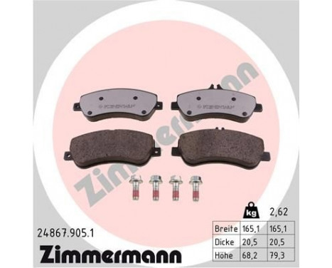 Brake Pad Set, disc brake rd:z 24867.905.1 Zimmermann