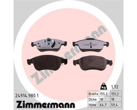 Brake Pad Set, disc brake rd:z 24914.980.1 Zimmermann