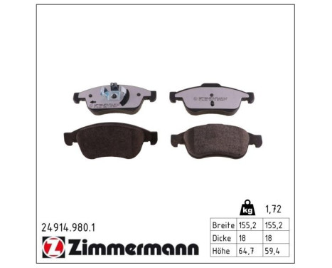 Brake Pad Set, disc brake rd:z 24914.980.1 Zimmermann, Image 2