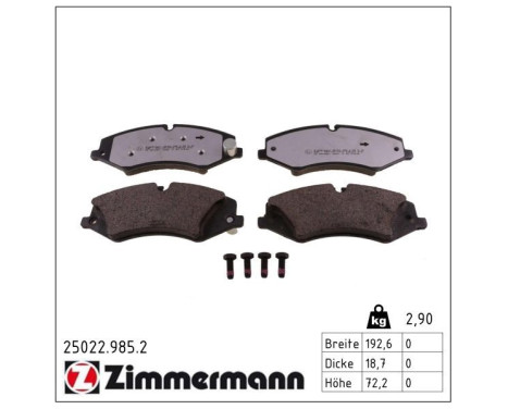 Brake Pad Set, disc brake rd:z 25022.985.2 Zimmermann, Image 2