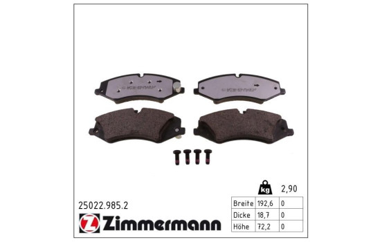 Brake Pad Set, disc brake rd:z 25022.985.2 Zimmermann, Image 2
