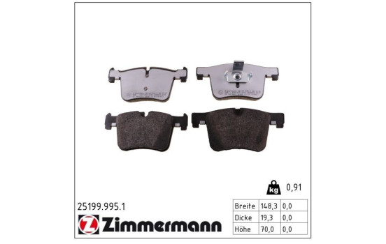Brake Pad Set, disc brake rd:z 25199.995.1 Zimmermann, Image 2