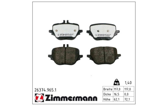 Brake pad set, disc brake rd:z 26374.965.1 Zimmermann