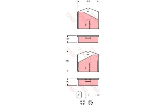 Brake Pad Set, disc parking brake GDB1640 TRW