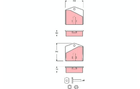 Brake Pad Set, disc parking brake GDB1640 TRW, Image 2