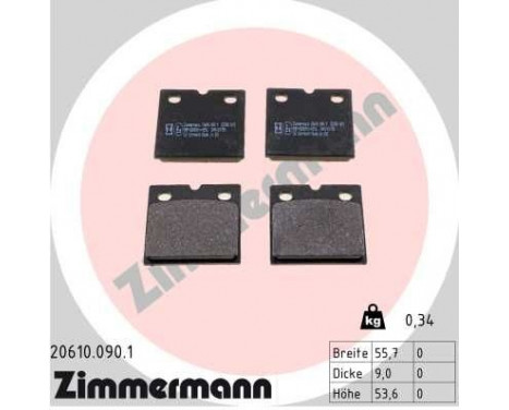 Brake pad set, parking brake discs 20610.090.1 Zimmermann