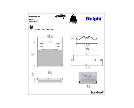 Brake pad set, parking brake discs LP5026EV Delphi, Image 3