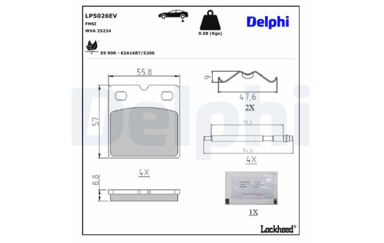 Brake pad set, parking brake discs LP5026EV Delphi, Image 3