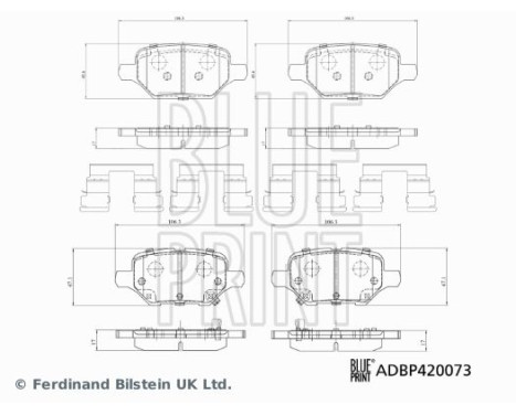 brake pad set with cleats ADBP420073 Blue Print, Image 2