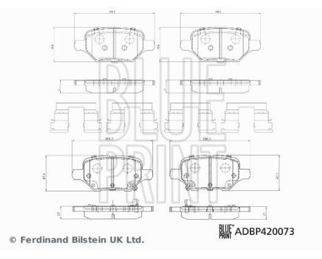brake pad set with cleats ADBP420073 Blue Print, Image 2