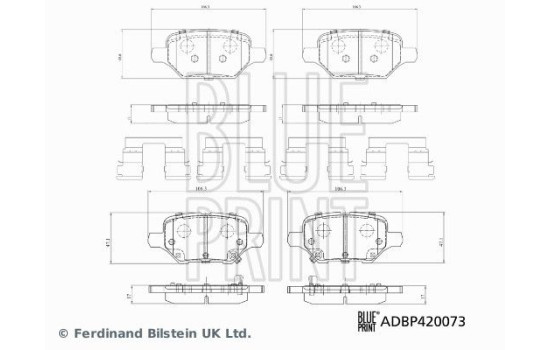 brake pad set with cleats ADBP420073 Blue Print, Image 2