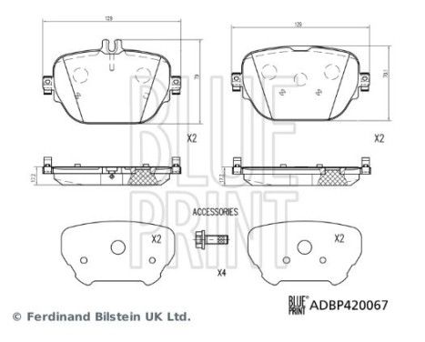 brake pad set with screws ADBP420067 Blue Print, Image 2