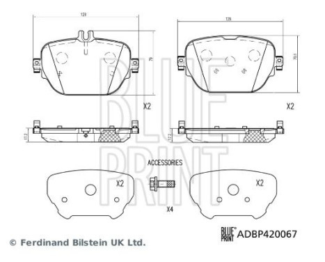 brake pad set with screws ADBP420067 Blue Print, Image 2