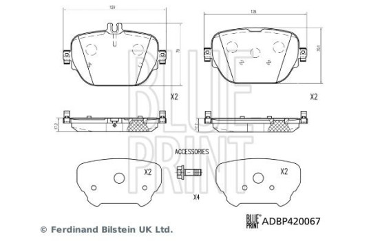 brake pad set with screws ADBP420067 Blue Print, Image 2