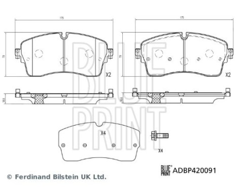 brake pad set with screws ADBP420091 Blue Print, Image 2