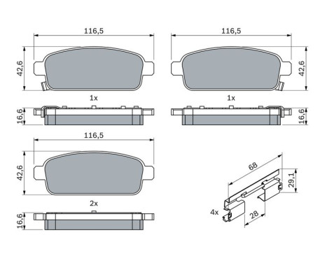 Brake pads CHEVROLET BP1661 Bosch, Image 3