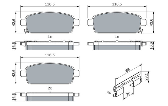 Brake pads CHEVROLET BP1661 Bosch, Image 3