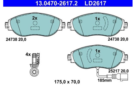 Ceramic brake pads set 13.0470-2617.2 ATE, Image 2