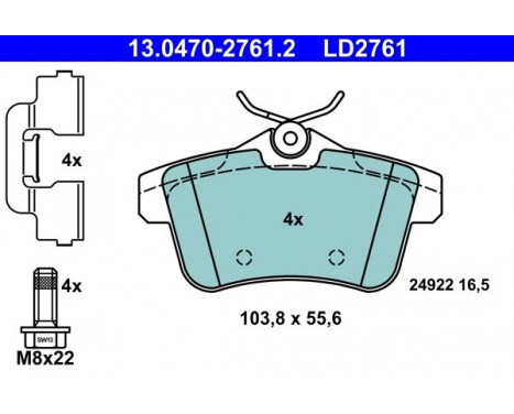 Ceramic brake pads set 13.0470-2761.2 ATE
