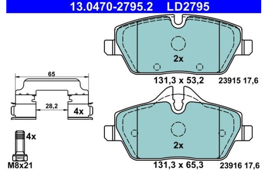 Ceramic brake pads set 13.0470-2795.2 ATE, Image 2