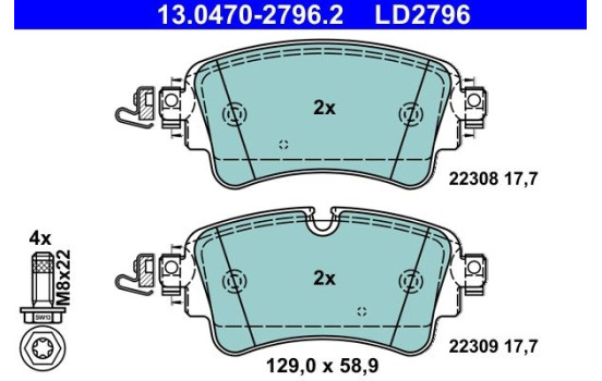 Ceramic brake pads set 13.0470-2796.2 ATE