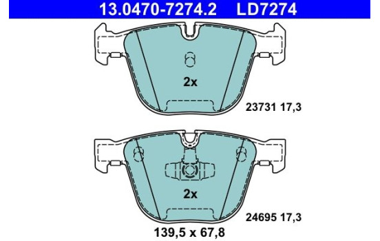 Ceramic brake pads set 13.0470-7274.2 ATE