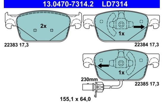 Ceramic brake pads set 13.0470-7314.2 ATE
