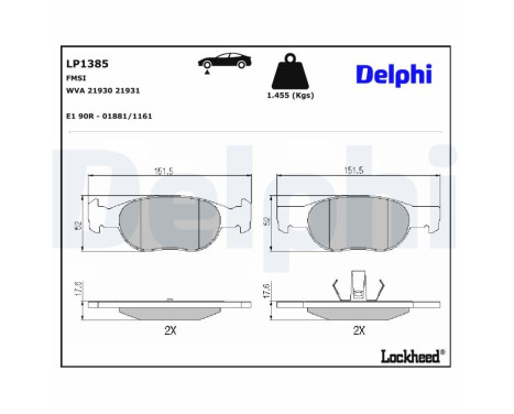 JEU DE PLAQUETTES DE FREIN LP1385 Delphi