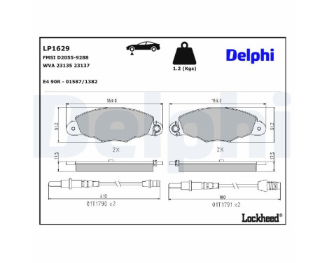 JEU DE PLAQUETTES DE FREIN LP1629 Delphi