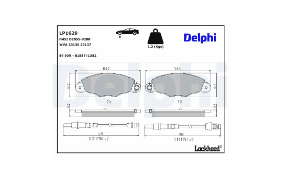 JEU DE PLAQUETTES DE FREIN LP1629 Delphi