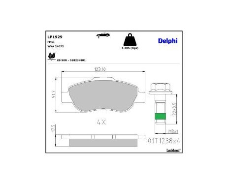 JEU DE PLAQUETTES DE FREIN LP1929 Delphi