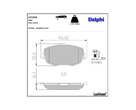JEU DE PLAQUETTES DE FREIN LP1934 Delphi