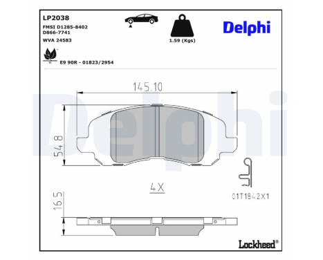 JEU DE PLAQUETTES DE FREIN LP2038 Delphi