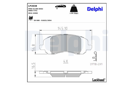 JEU DE PLAQUETTES DE FREIN LP2038 Delphi