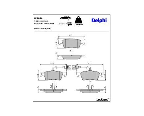 JEU DE PLAQUETTES DE FREIN LP2086 Delphi