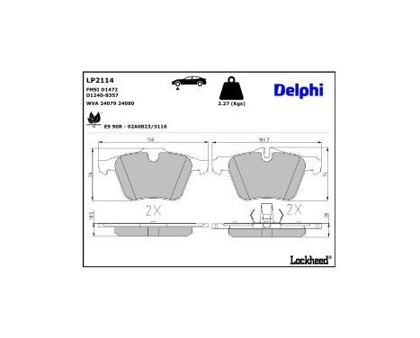 JEU DE PLAQUETTES DE FREIN LP2114 Delphi, Image 3