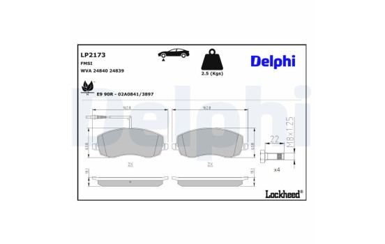 JEU DE PLAQUETTES DE FREIN LP2173 Delphi