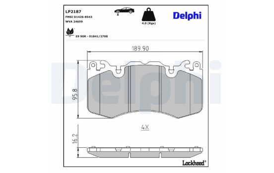 JEU DE PLAQUETTES DE FREIN LP2187 Delphi, Image 3