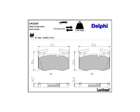 JEU DE PLAQUETTES DE FREIN LP2235 Delphi