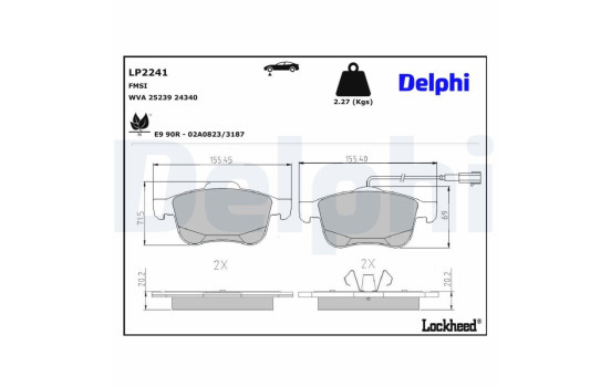 JEU DE PLAQUETTES DE FREIN LP2241 Delphi, Image 4