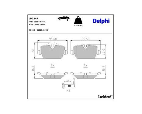 JEU DE PLAQUETTES DE FREIN LP2247 Delphi, Image 3