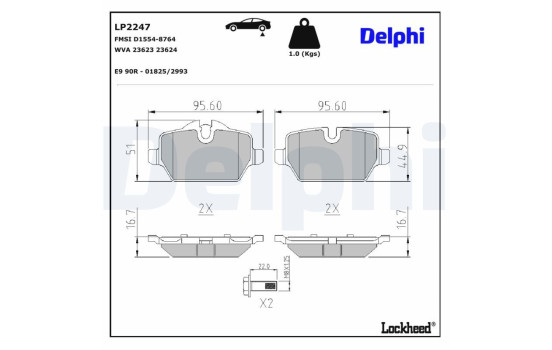 JEU DE PLAQUETTES DE FREIN LP2247 Delphi, Image 3