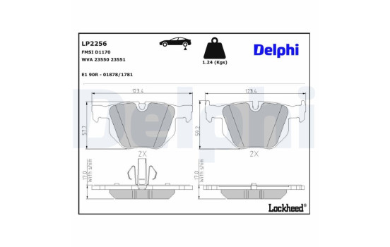 JEU DE PLAQUETTES DE FREIN LP2256 Delphi