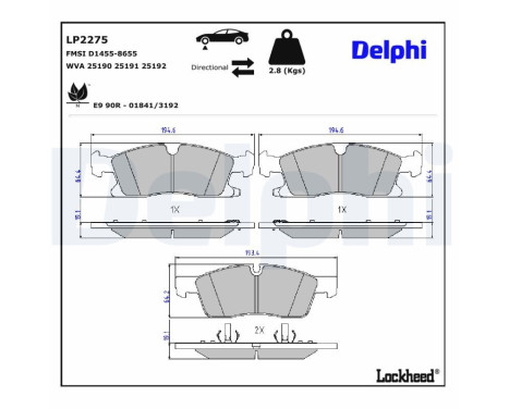 JEU DE PLAQUETTES DE FREIN LP2275 Delphi