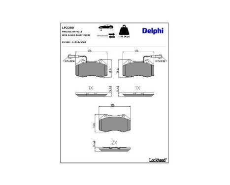 JEU DE PLAQUETTES DE FREIN LP2280 Delphi