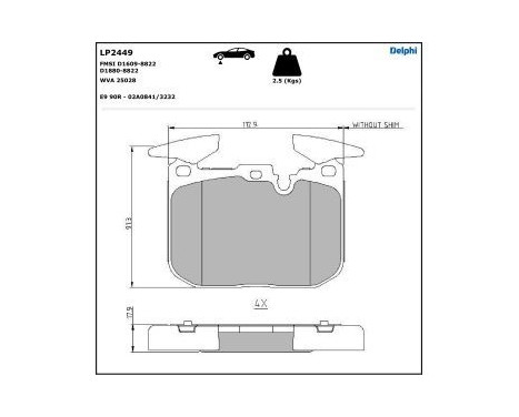 JEU DE PLAQUETTES DE FREIN LP2449 Delphi, Image 3