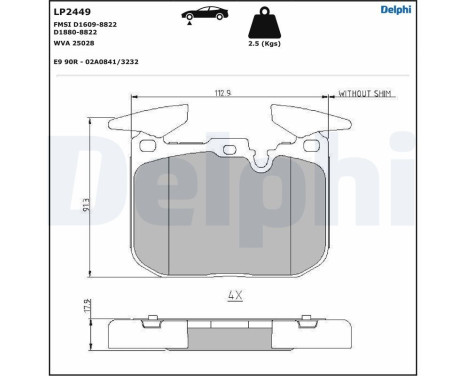 JEU DE PLAQUETTES DE FREIN LP2449 Delphi, Image 3
